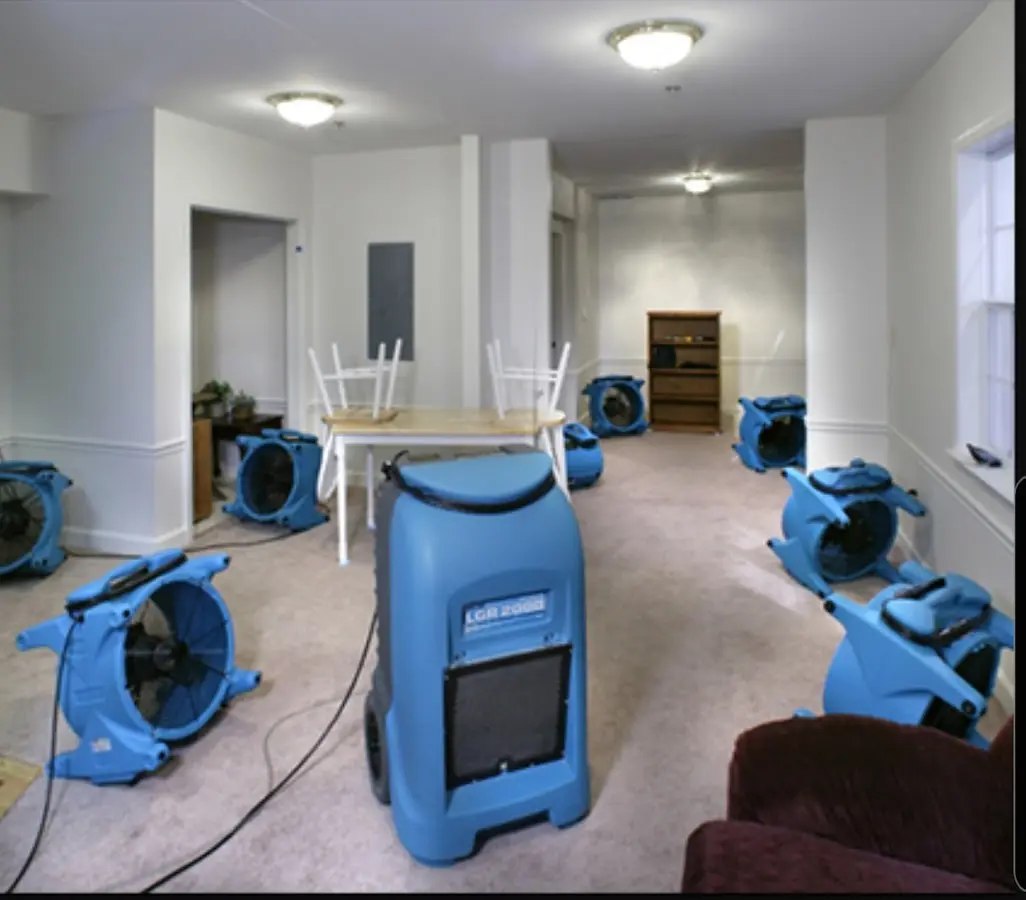 Air movers and dehumidifier setup for Water Extraction & Removal in Glen Ellyn
